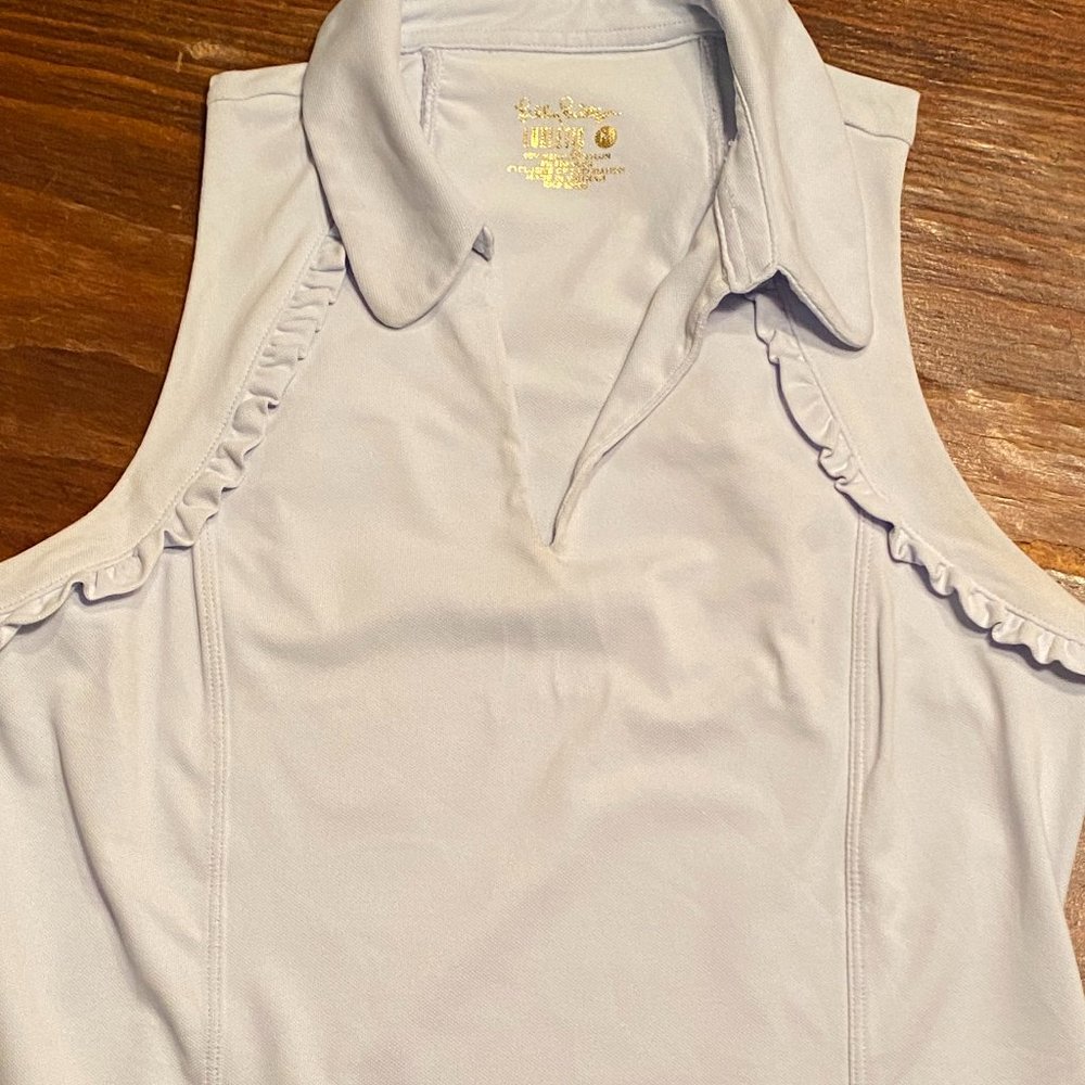 Lilly Pulitzer Luxletic Top Women's Medium - Light Blue Martina Polo